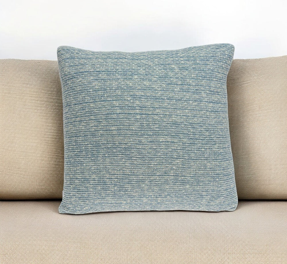 Homeroots 20" Aqua Teal Woven Cotton Blend Throw Pillow   334076