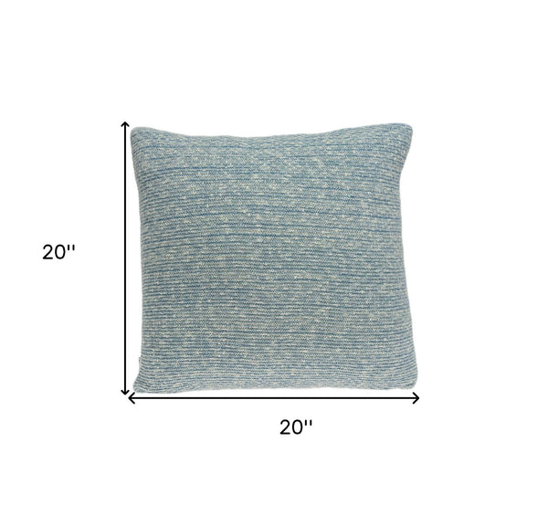 Homeroots 20" Aqua Teal Woven Cotton Blend Throw Pillow   334076