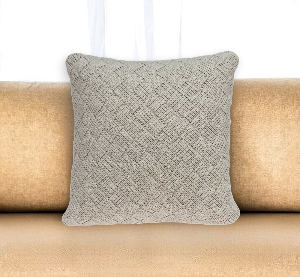 Homeroots 20" X 7" X 20" Charming Transitional Beige Accent Pillow Cover With Poly Insert   334081