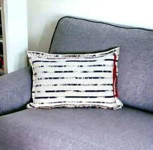 Homeroots 14" X 20" White Cotton Throw Pillow   334086