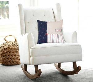 Homeroots 20" Black Beige And White Anchor Patchwork Cotton Throw Pillow   334087