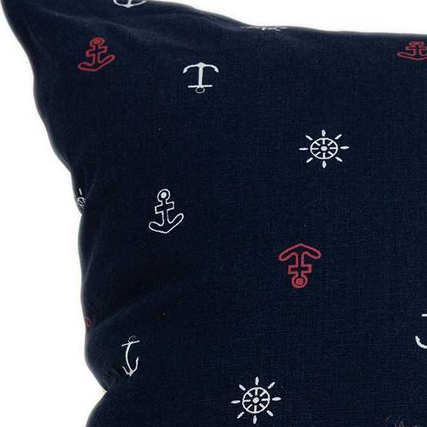 Homeroots 20" Black Beige And White Anchor Patchwork Cotton Throw Pillow   334087