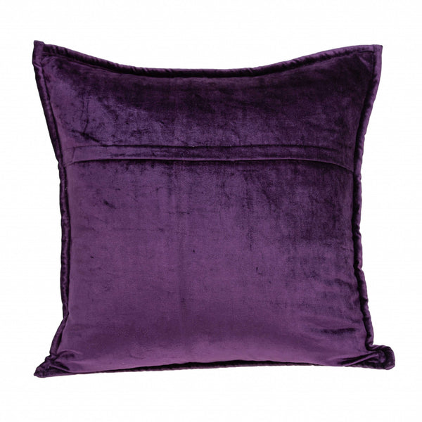 Homeroots 20" X 20" Purple Cotton Blend Zippered Pillow   334089