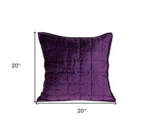 Homeroots 20" X 20" Purple Cotton Blend Zippered Pillow   334089