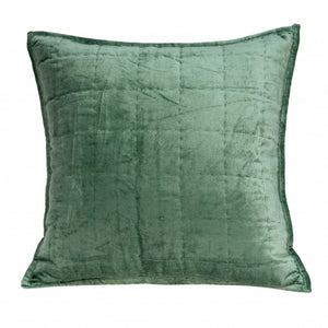 Homeroots 20" X 7" X 20" Transitional Green Solid Quilted Pillow Cover With Poly Insert   334090