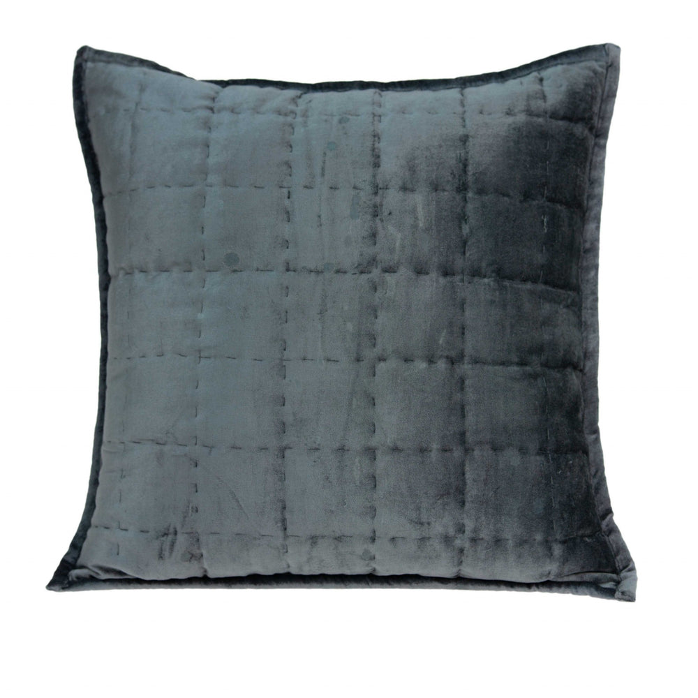 Homeroots 20" X 7" X 20" Transitional Charcoal Solid Quilted Pillow Cover With Poly Insert   334091