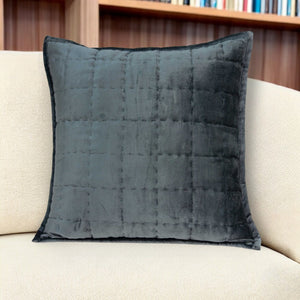 Homeroots 20" X 7" X 20" Transitional Charcoal Solid Quilted Pillow Cover With Poly Insert   334091