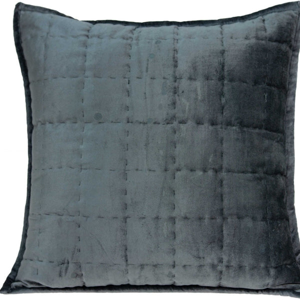 Homeroots 20" X 7" X 20" Transitional Charcoal Solid Quilted Pillow Cover With Poly Insert   334091