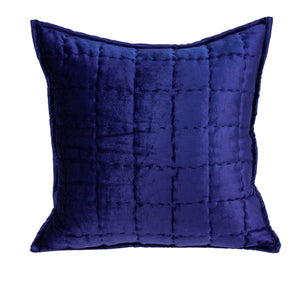 Homeroots 20" X 7" X 20" Transitional Royal Blue Quilted Pillow Cover With Poly Insert   334092