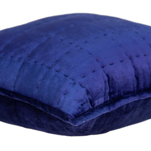 Homeroots 20" X 7" X 20" Transitional Royal Blue Quilted Pillow Cover With Poly Insert   334092
