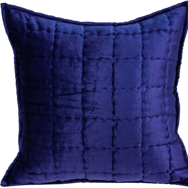 Homeroots 20" X 7" X 20" Transitional Royal Blue Quilted Pillow Cover With Poly Insert   334092