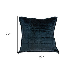 Homeroots 20" X 7" X 20" Transitional Dark Blue Quilted Pillow Cover With Poly Insert   334093