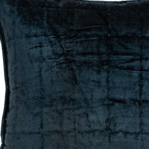 Homeroots 20" X 7" X 20" Transitional Dark Blue Quilted Pillow Cover With Poly Insert   334093