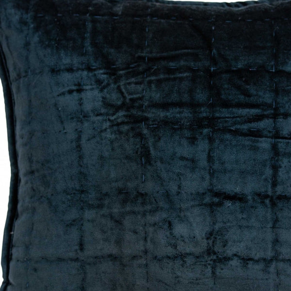 Homeroots 20" X 7" X 20" Transitional Dark Blue Quilted Pillow Cover With Poly Insert   334093