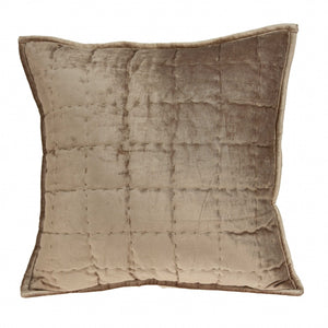 Homeroots 20" X 7" X 20" Transitional Taupe Solid Quilted Pillow Cover With Poly Insert   334094