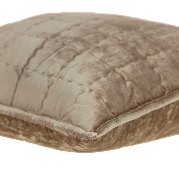 Homeroots 20" X 7" X 20" Transitional Taupe Solid Quilted Pillow Cover With Poly Insert   334094