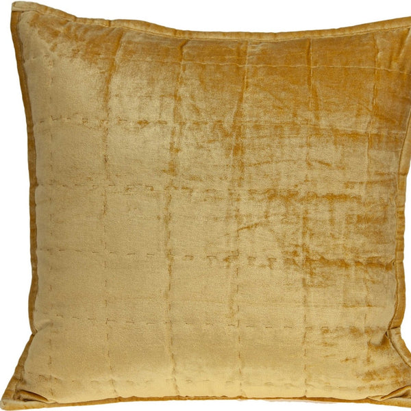 Homeroots 20" X 7" X 20" Transitional Yellow Solid Quilted Pillow Cover With Poly Insert   334095