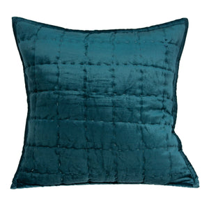 Homeroots 20" X 7" X 20" Transitional Teal Solid Quilted Pillow Cover With Poly Insert   334096