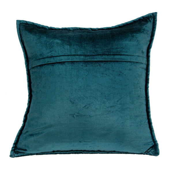 Homeroots 20" X 7" X 20" Transitional Teal Solid Quilted Pillow Cover With Poly Insert   334096