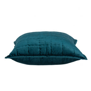 Homeroots 20" X 7" X 20" Transitional Teal Solid Quilted Pillow Cover With Poly Insert   334096