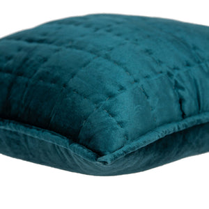 Homeroots 20" X 7" X 20" Transitional Teal Solid Quilted Pillow Cover With Poly Insert   334096