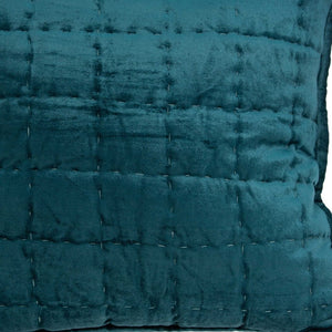 Homeroots 20" X 7" X 20" Transitional Teal Solid Quilted Pillow Cover With Poly Insert   334096