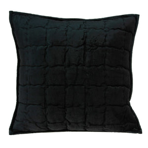 Homeroots 20" X 7" X 20" Transitional Black Solid Quilted Pillow Cover With Poly Insert   334097