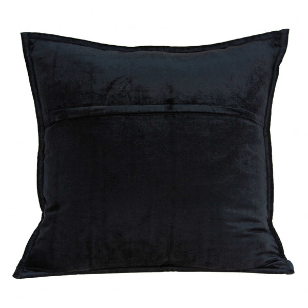 Homeroots 20" X 7" X 20" Transitional Black Solid Quilted Pillow Cover With Poly Insert   334097