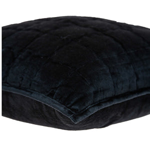 Homeroots 20" X 7" X 20" Transitional Black Solid Quilted Pillow Cover With Poly Insert   334097