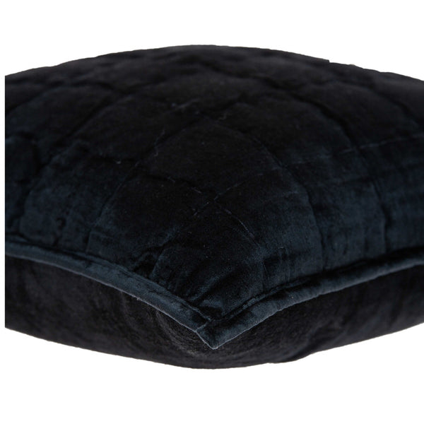Homeroots 20" X 7" X 20" Transitional Black Solid Quilted Pillow Cover With Poly Insert   334097