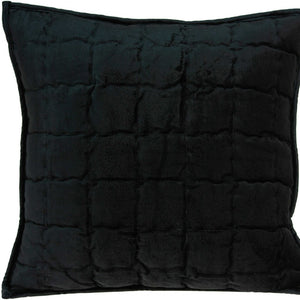 Homeroots 20" X 7" X 20" Transitional Black Solid Quilted Pillow Cover With Poly Insert   334097