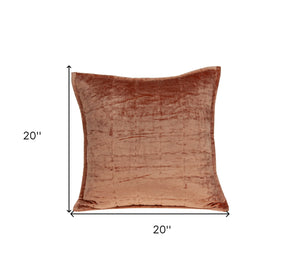 Homeroots 20" X 7" X 20" Transitional Orange Solid Quilted Pillow Cover With Poly Insert   334098