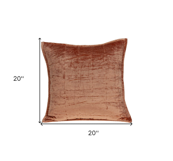 Homeroots 20" X 7" X 20" Transitional Orange Solid Quilted Pillow Cover With Poly Insert   334098