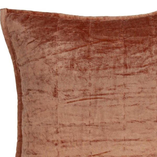 Homeroots 20" X 7" X 20" Transitional Orange Solid Quilted Pillow Cover With Poly Insert   334098