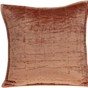 Homeroots 20" X 7" X 20" Transitional Orange Solid Quilted Pillow Cover With Poly Insert   334098