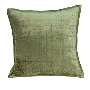 Homeroots 20" X 7" X 20" Transitional Olive Solid Quilted Pillow Cover With Poly Insert   334099