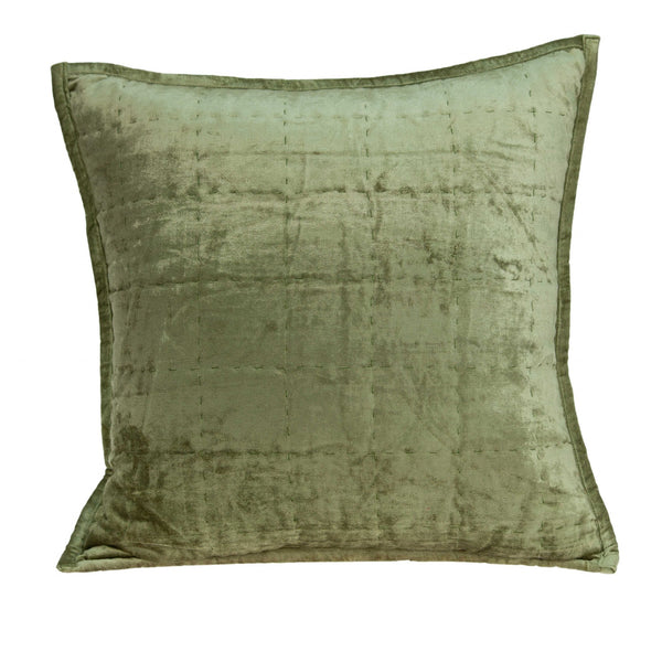 Homeroots 20" X 7" X 20" Transitional Olive Solid Quilted Pillow Cover With Poly Insert   334099