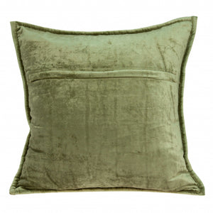 Homeroots 20" X 7" X 20" Transitional Olive Solid Quilted Pillow Cover With Poly Insert   334099