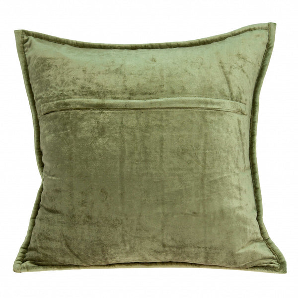 Homeroots 20" X 7" X 20" Transitional Olive Solid Quilted Pillow Cover With Poly Insert   334099