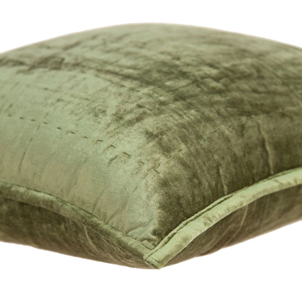 Homeroots 20" X 7" X 20" Transitional Olive Solid Quilted Pillow Cover With Poly Insert   334099