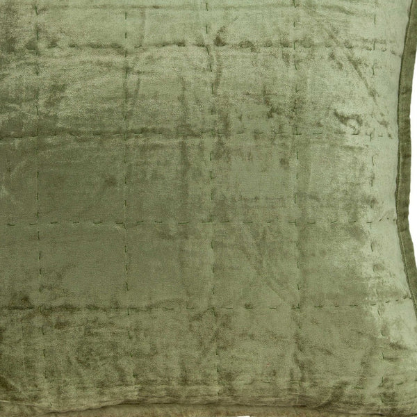 Homeroots 20" X 7" X 20" Transitional Olive Solid Quilted Pillow Cover With Poly Insert   334099