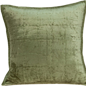 Homeroots 20" X 7" X 20" Transitional Olive Solid Quilted Pillow Cover With Poly Insert   334099