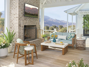 Lexington Tommy Bahama Outdoor Palm Desert Poolside Round End Table - Chic Mid-century Style With Durable Aluminum And Agate Top  Wood 3340-950c