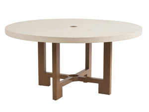 Lexington Tommy Bahama Outdoor 3340-870c Elegant Round Dining Table With White Agate Stone Top For Contemporary Outdoor Living  Wood 3340-870c