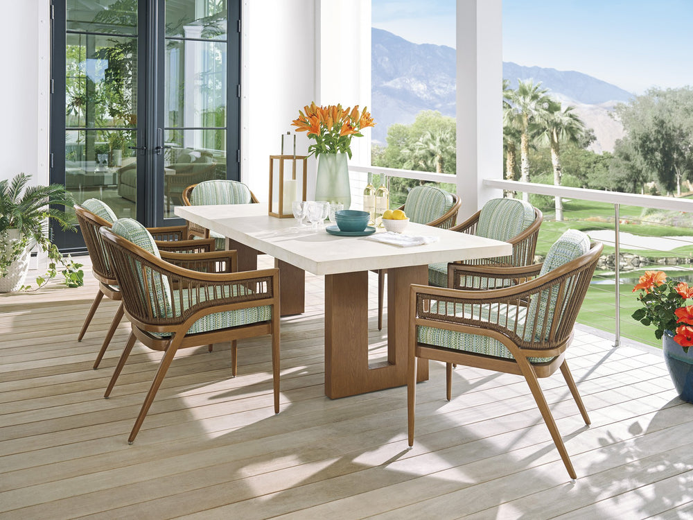 Lexington Tommy Bahama Outdoor 3340-876c Elegant Rectangular Dining Table With White Agate Top - Perfect For Stylish Outdoor Living  Wood 3340-876c