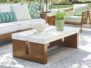 Lexington Tommy Bahama Outdoor 3340-947c Modern Rectangular Cocktail Table With White Agate Top For Stylish Outdoor Living Spaces  Wood 3340-947c