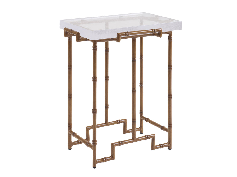 Lexington Tommy Bahama Outdoor 3340-951 Modern Accent Table With Elegant Bubble Glass Top And Durable Aluminum Frame Design  Wood 3340-951