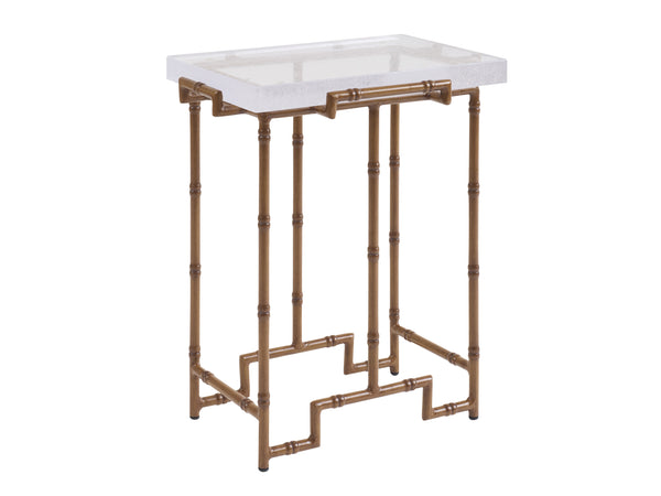 Lexington Tommy Bahama Outdoor 3340-951 Modern Accent Table With Elegant Bubble Glass Top And Durable Aluminum Frame Design  Wood 3340-951