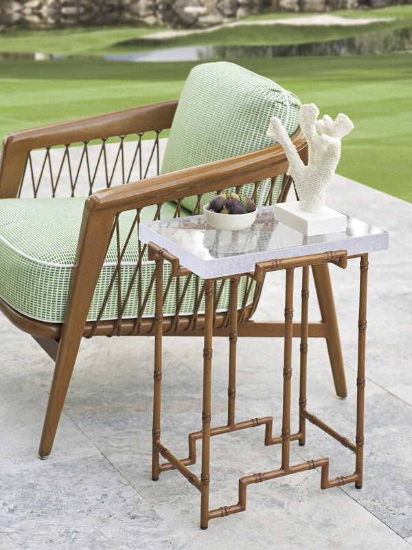 Lexington Tommy Bahama Outdoor 3340-951 Modern Accent Table With Elegant Bubble Glass Top And Durable Aluminum Frame Design  Wood 3340-951