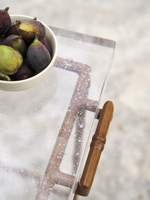 Lexington Tommy Bahama Outdoor 3340-951 Modern Accent Table With Elegant Bubble Glass Top And Durable Aluminum Frame Design  Wood 3340-951